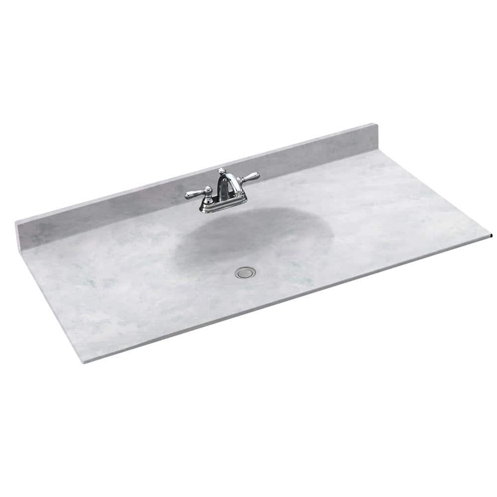 Ice Gray 43'' Solid Surface Single Bathroom Vanity Top with Round Sink
