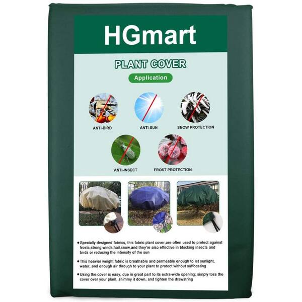 Agfabric Zipper Rectangle Frost Protection Plant Cover Fabric Frost Blanket Outdoor Shrub Jacket, 0.95 oz. 4 ft.x6 ft. Dark Green