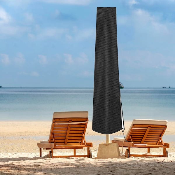 Waterproof Patio Umbrella Cover with Rod, 420D Polyester, Fits 7-11 ft Outdoor Parasol, Weather-Resistant, Black