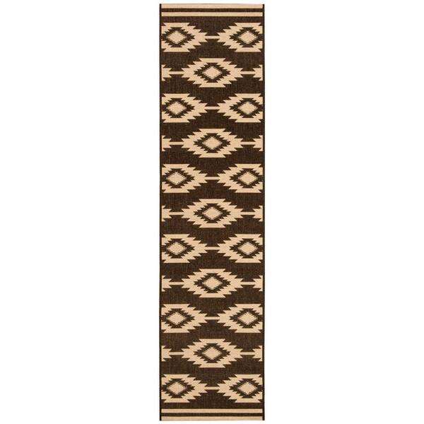 SAFAVIEH Beach House Creme/Brown 2 ft. x 6 ft. Southwestern Aztec Indoor/Outdoor Runner Rug