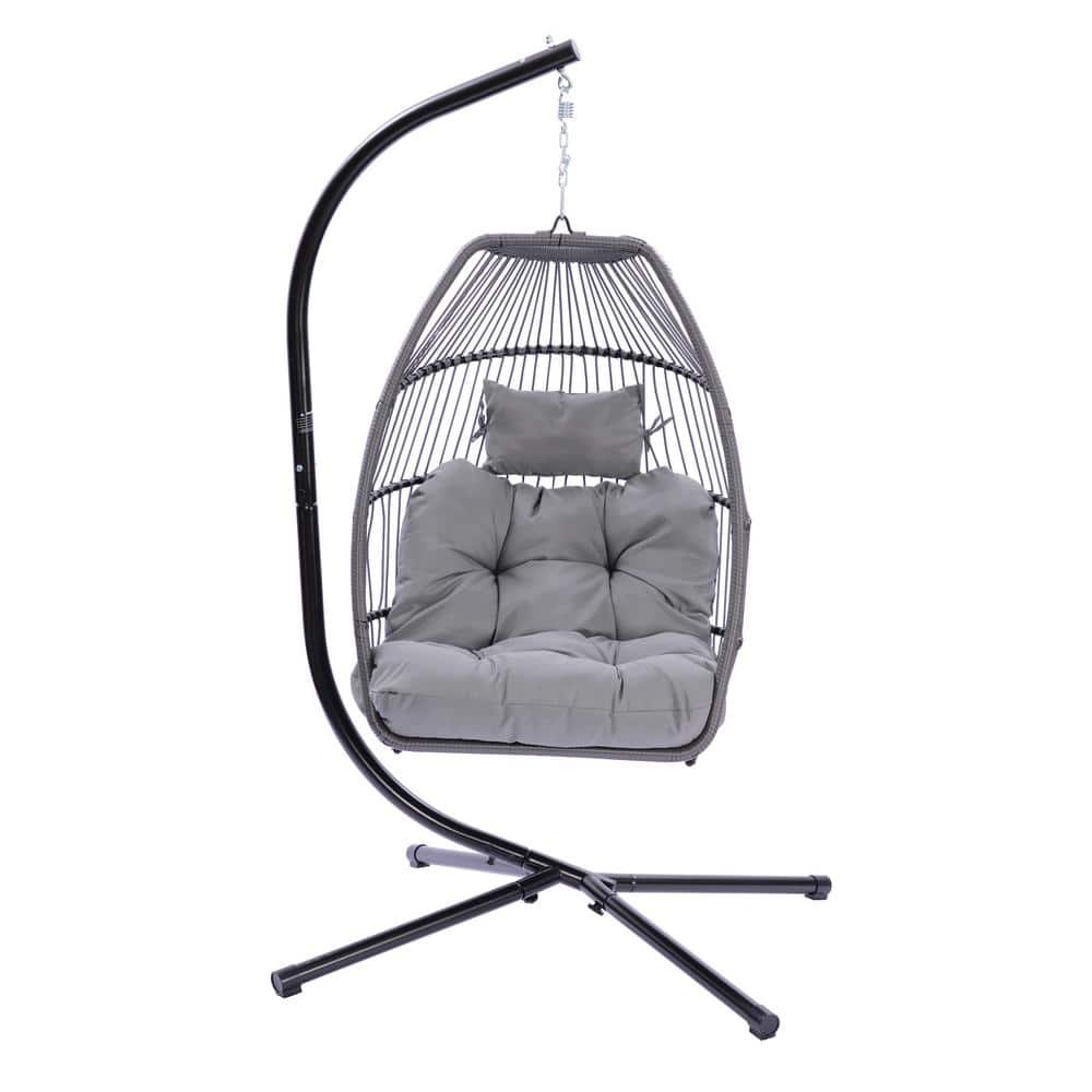 Metal Outdoor Swing Chair Patio Swing with Cushions and Pillows Garden and 