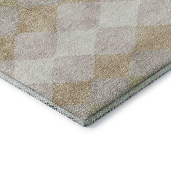 Mayfield Premium Machine Washable Abstract AMF1007 Beige 2 ft. 3 in. x 7 ft. 6 in. Runner Rug