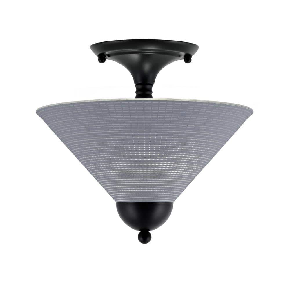 Bristol 12 in. 2-Light Matte Black Transitional Semi-Flush Mount with 12 in