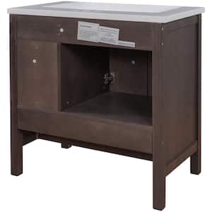30 in. W x 18. in D. x 32 in. H Single Sink Freestanding Bath Vanity in Brown with White Ceramic Top