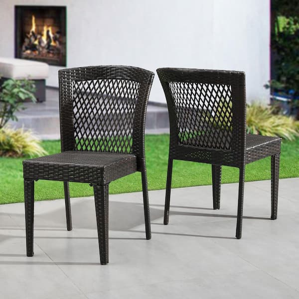 Unbranded Set of 2 Stackable Outdoor Dining Chairs-Heavy-Duty 400lbs Capacity-Patio, Balcony, Garden Seating