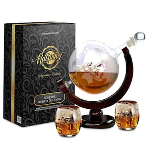 29 oz. Glass Wine and Whiskey Decanter Aerator Set with Whiskey Glasses