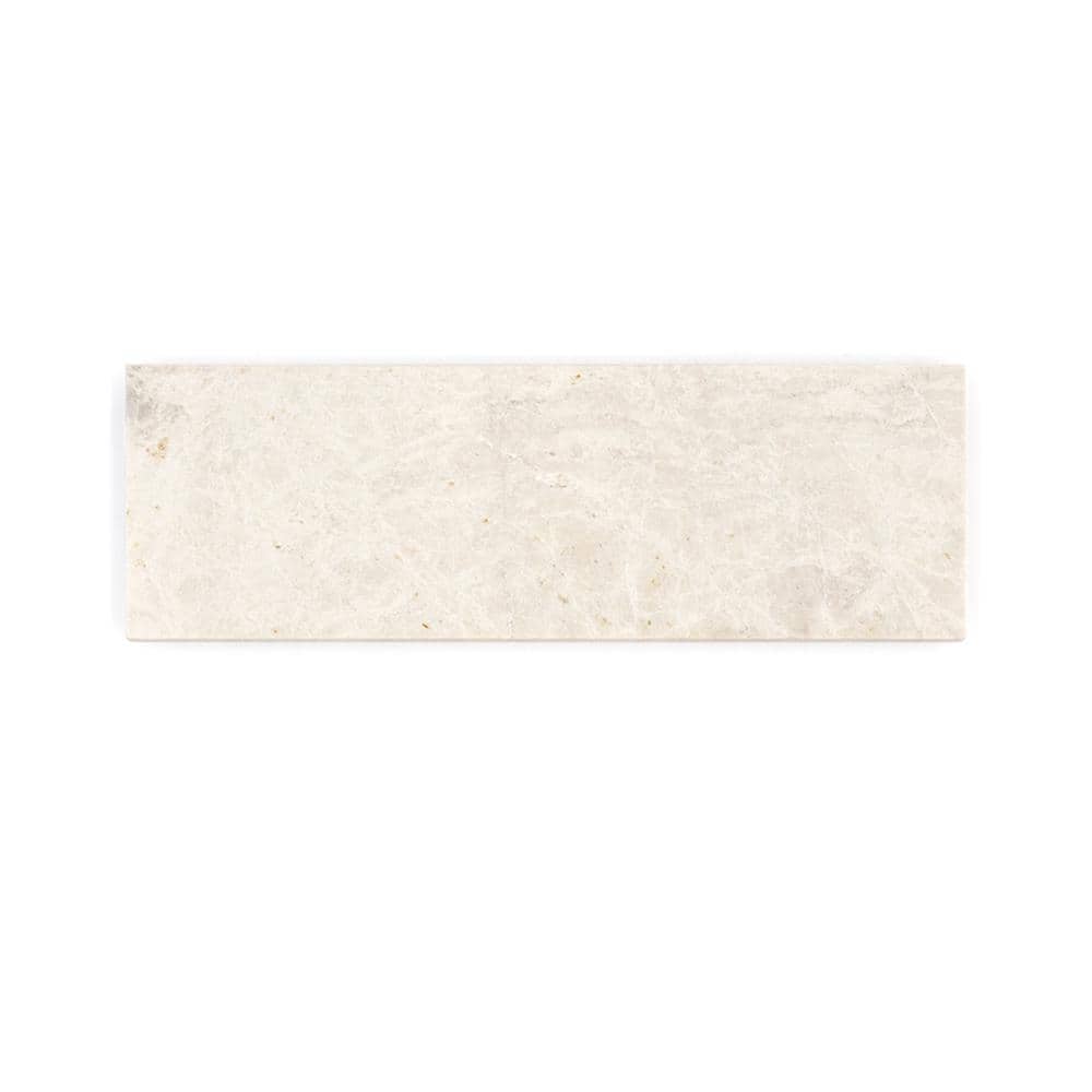 Jeffrey Court Vanilla Cream 4 in x 12 in Honed Subway Marble Wall and