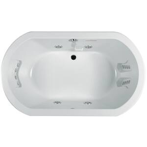 ANZA 60 in. x 42 in. Oval Whirlpool Bathtub with Center Drain in White