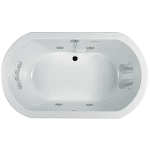 ANZA 60 in. x 42 in. Oval Whirlpool Bathtub with Center Drain in White