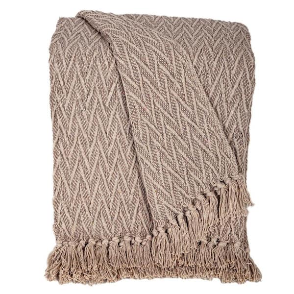 Brown Chevron & Herringbone Cotton Throw Blanket