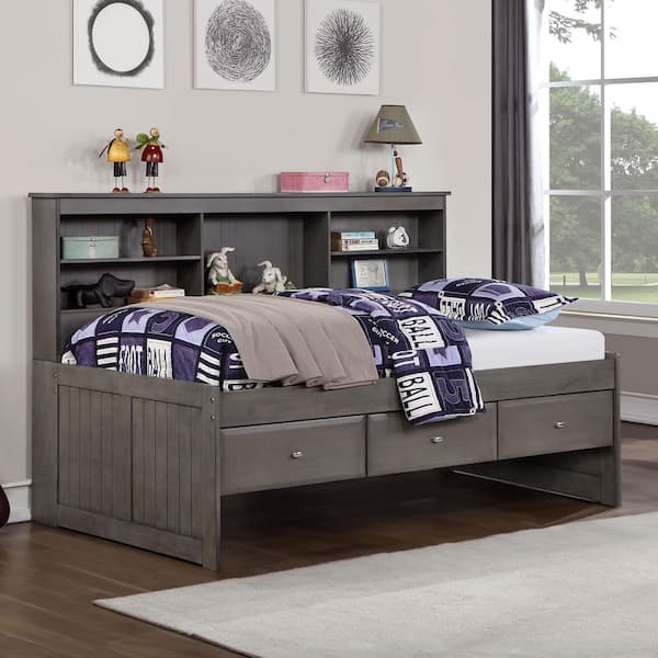 Furniture of America Crayna Dark Gray Twin Daybed with Trundle