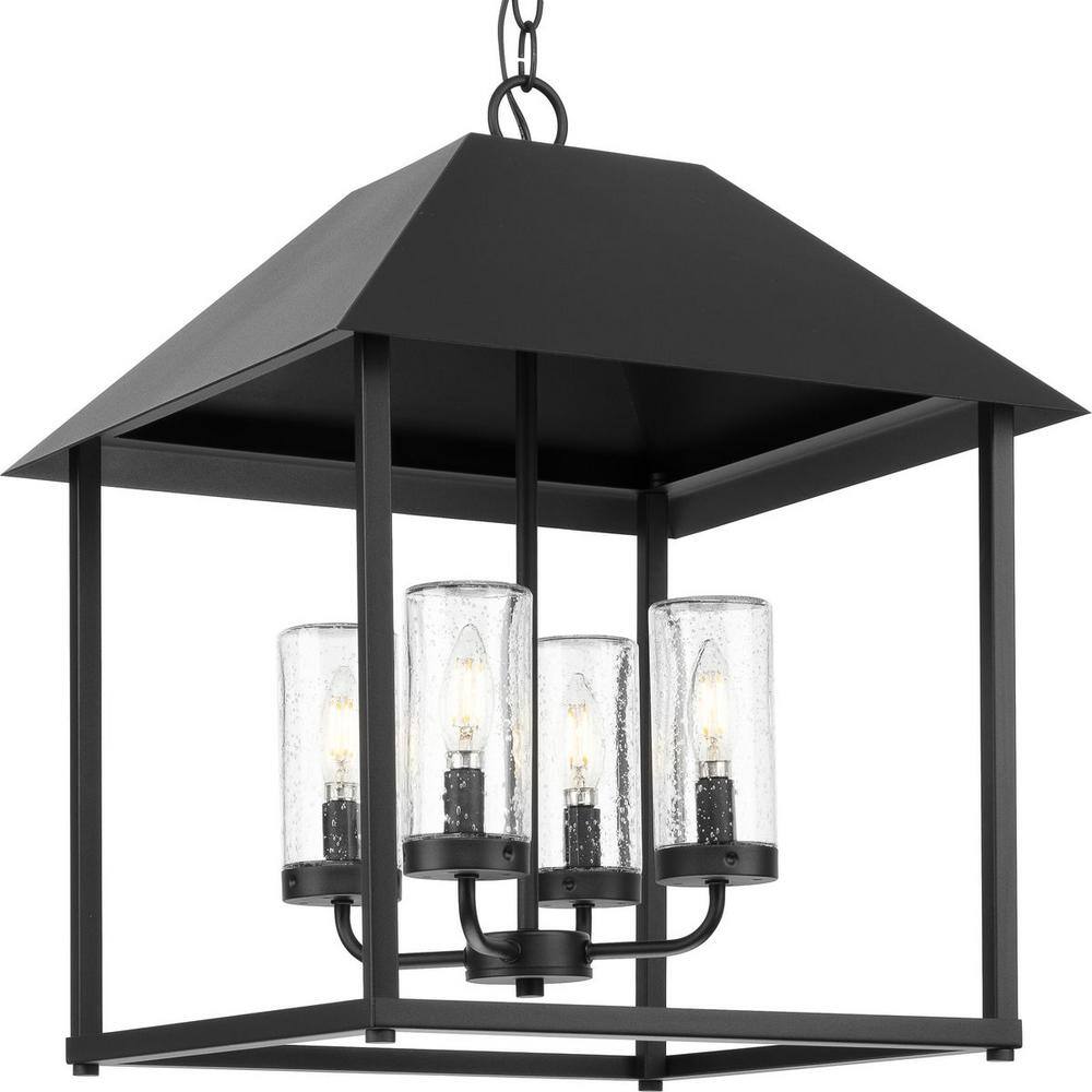Chapel Black Glass Indoor/Outdoor Pendant Light
