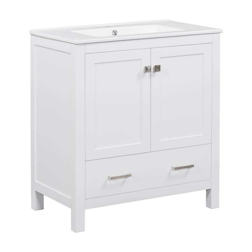30.00 in. W x 18.00 in. D x 34.00 in. H Freestanding Bath Vanity in White C