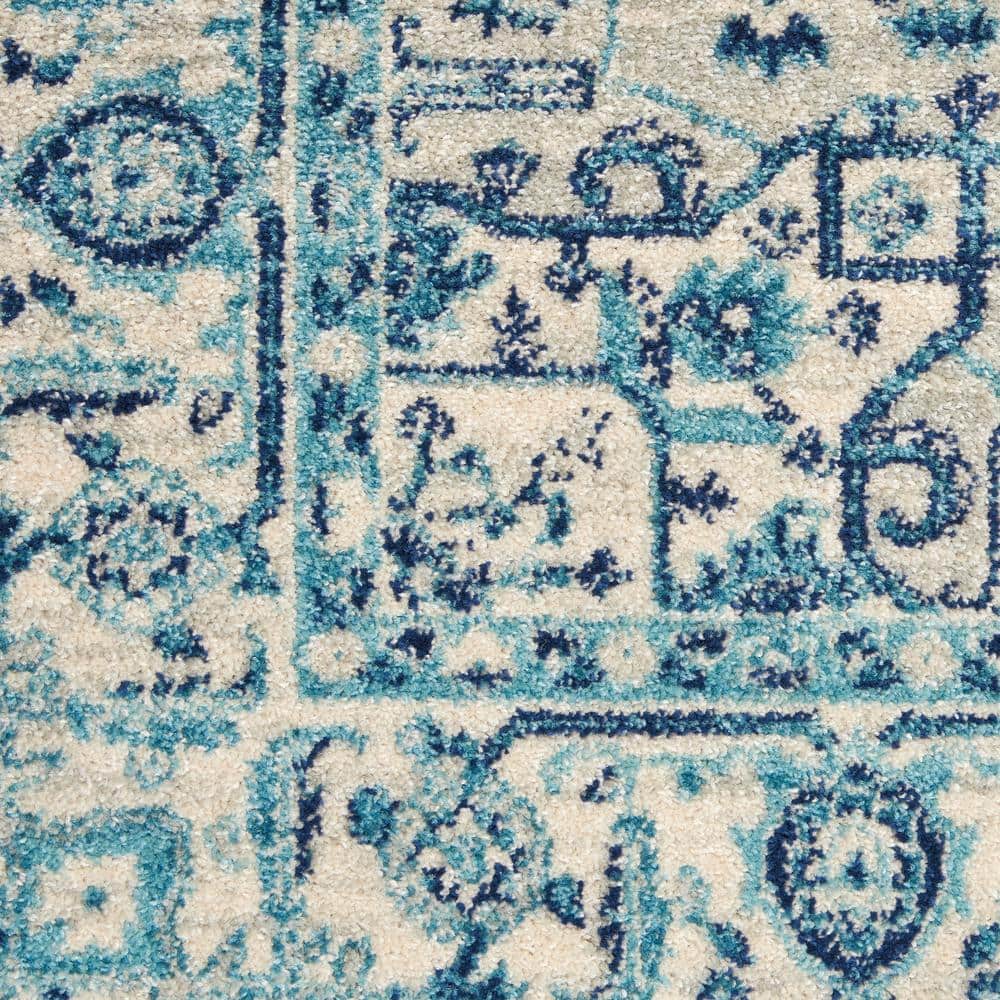 Ivory/Navy 4' x 6' Synthetic Easy Care Rectangular Rug
