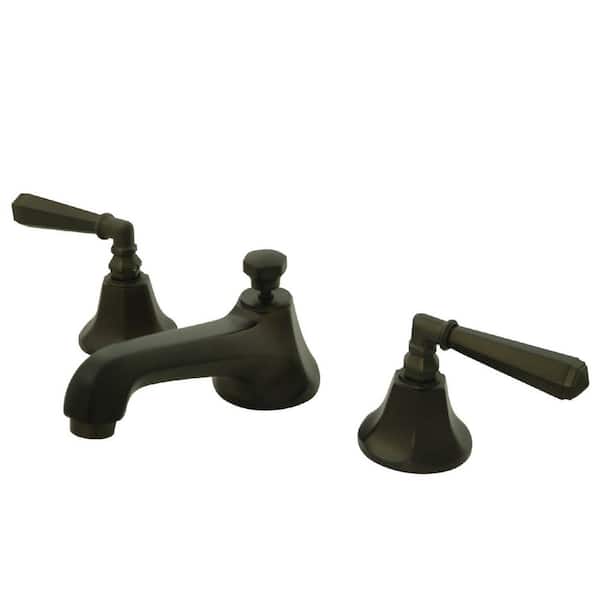 Kingston Brass Metropolitan 2-Handle 8 in. Widespread Bathroom Faucets with Brass Pop-Up in Oil Rubbed Bronze