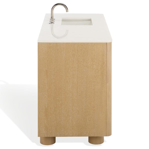 Cindybella 48 in. Single Sink Natural Bath Vanity with White Marble Top