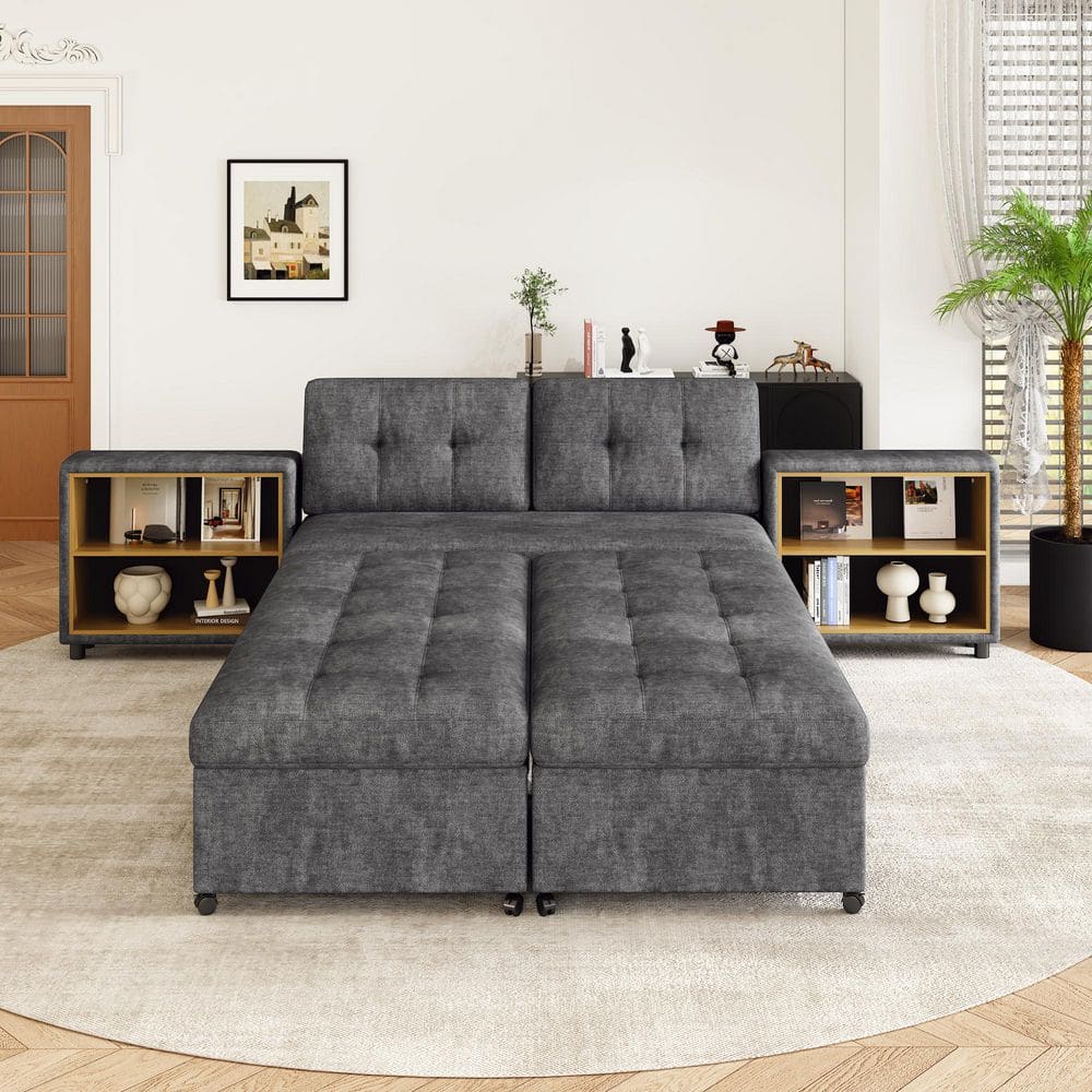 121.2 in. Versatile Sofa Bed Modular Free-combined Chenille 4 Seat Sectiona