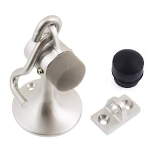Satin Chrome Solid Brass Cannon Floor Door Stop with Hook and Holder