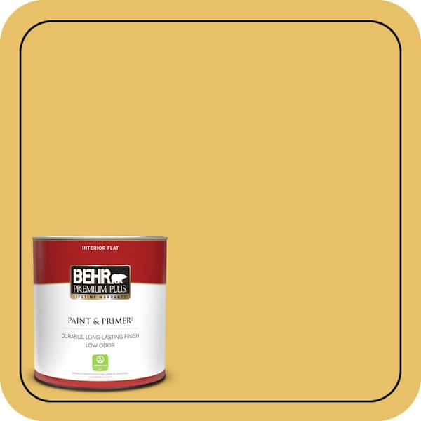 BEHR PREMIUM PLUS 1 qt. #360D-5 Golden Chalice Flat Low Odor Interior Paint & Primer