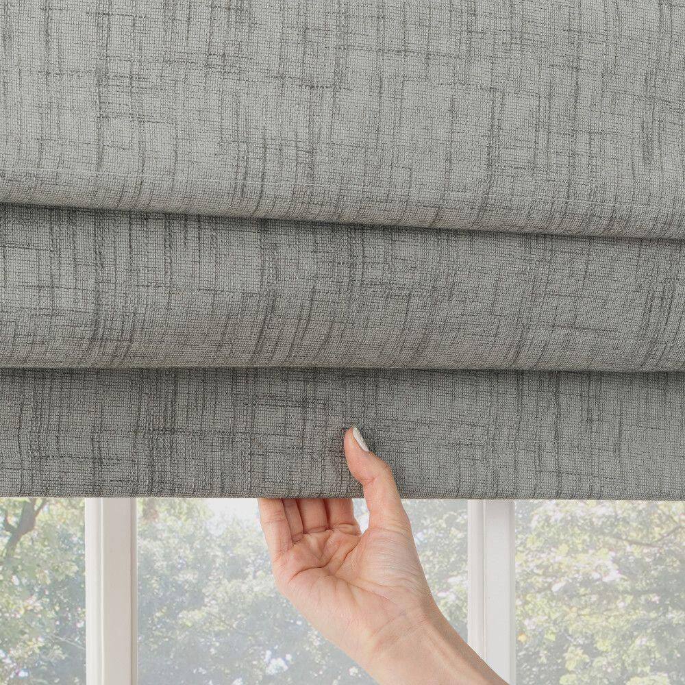 Gray Textured Blackout Cordless Roman Shade 33" x 64"