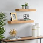 StyleWell Natural Wood Floating Wall Shelves with Rattan Caning Detail (Set  of 2) 20MJE2133 - The Home Depot