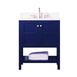 Palisade 30 in. W x 22 in. D x 35.7 in. H Bath Vanity in Navy Blue with White Quartz Vanity Top with White Basin