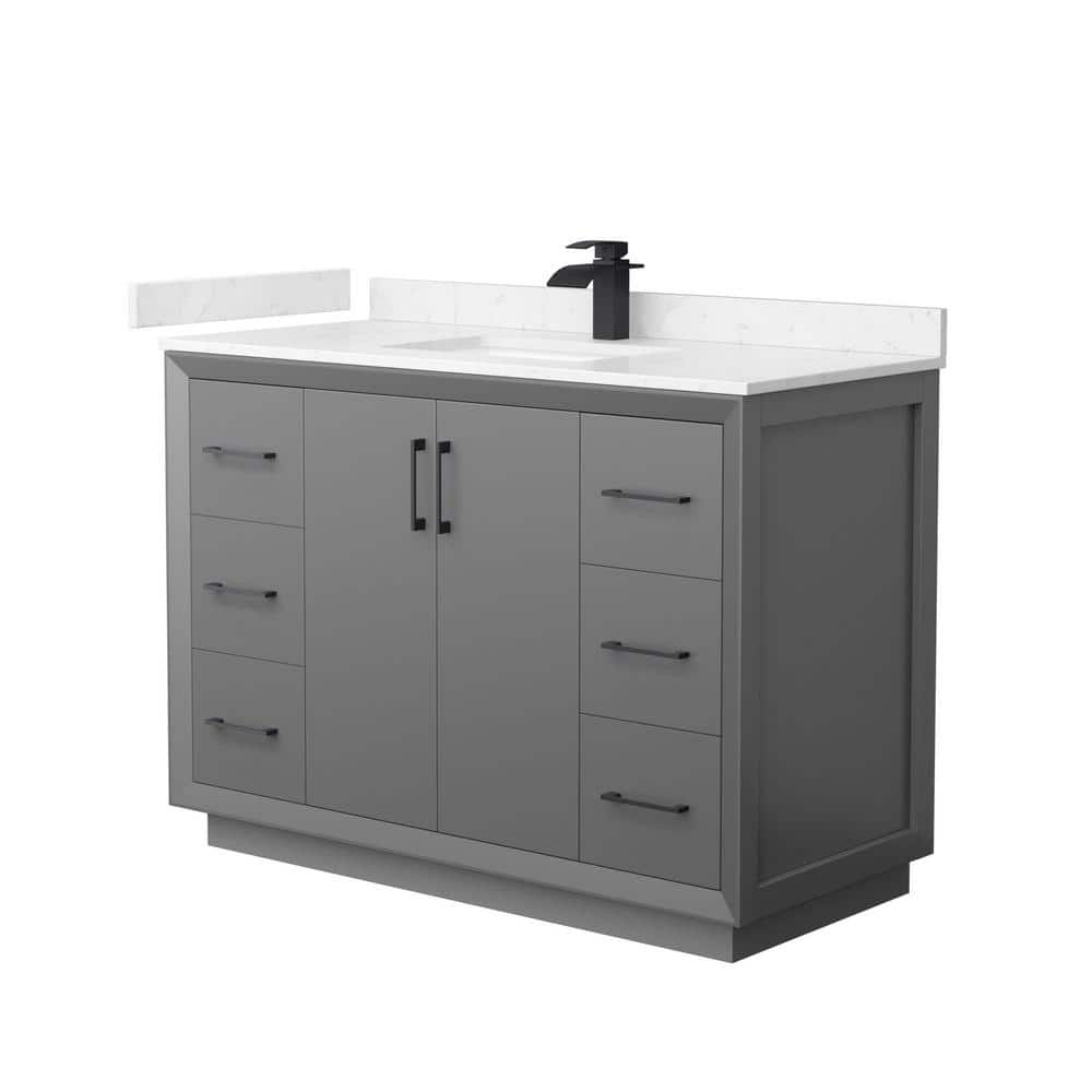 Strada 48 in. W x 22 in. D x 35 in. H Single Bath Vanity in Dark Gray with Carrara Cultured Marble Top price history on PriceWatchPro