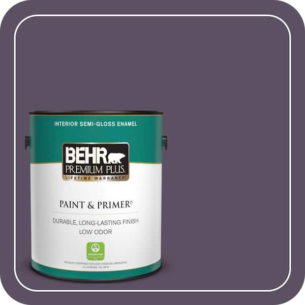 BEHR PREMIUM PLUS 1 gal. #660F-7 Napa Grape Semi-Gloss Enamel Low Odor Interior Paint & Primer
