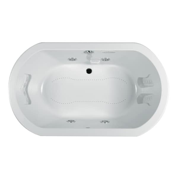 JACUZZI Anza 60 in. x 42 in. Oval Combination Bathtub with Center Drain in White