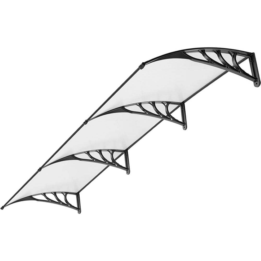 VIVOHOME 10 ft. Polycarbonate Transparent Window Door Awning with Black Bracket walVH1149US