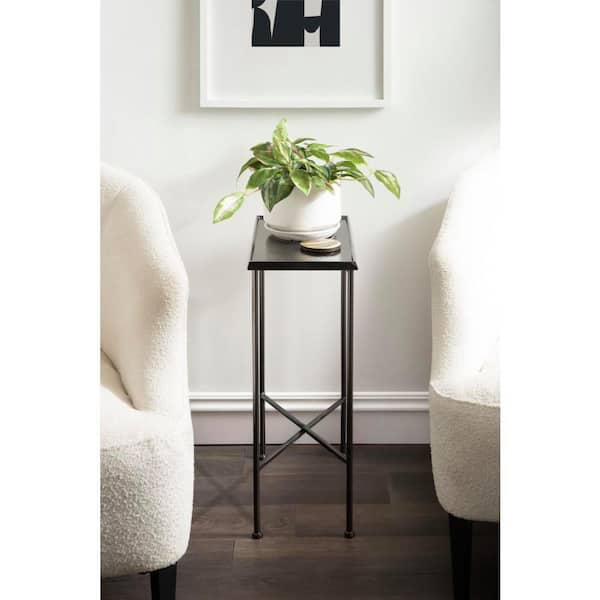 Sanzo 17 in. Pewter Rectangle Metal End Table