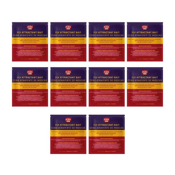 10 Fly Attractant Baits for Outdoor Fly Traps, Low Odor, Works with Every Fly Trap, No Poison, No Chemical
