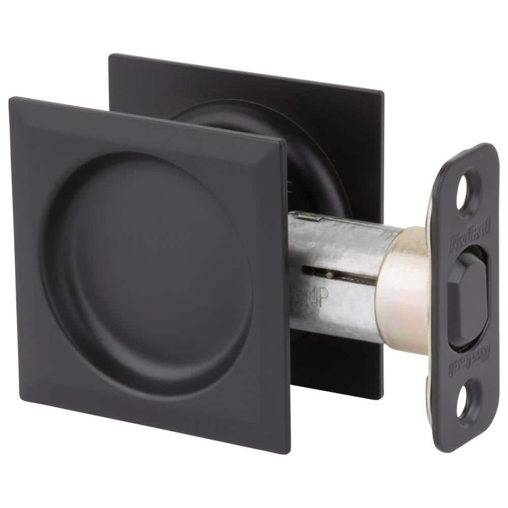 Kwikset Matte Black Square Hall/Closet Pocket Door Lock