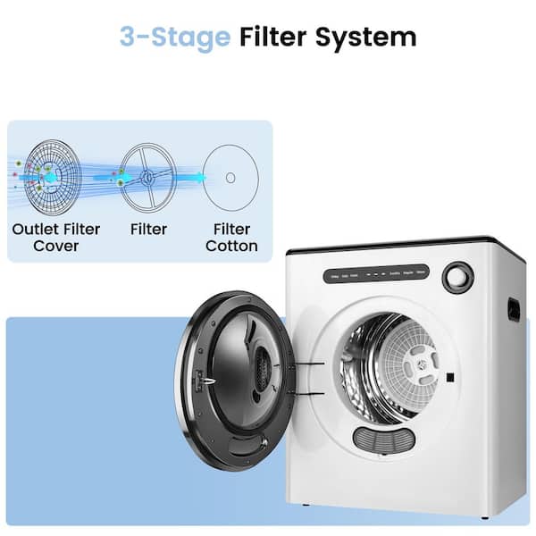 1.6 cu. ft. Vented Electric Dryer in White with Triple Dander Filtration and Display Panel