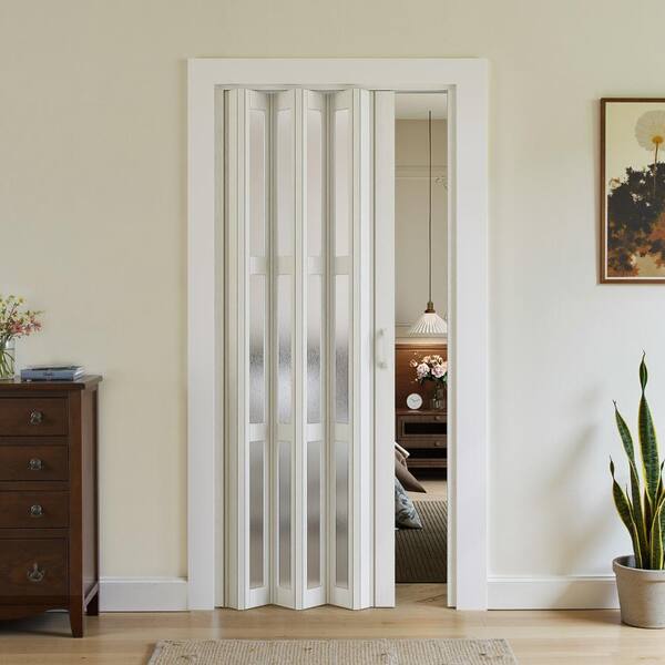 SOCBAZZAR 30 in x 80 in. White Oak Finished 3-Lite Frosted Acrylic