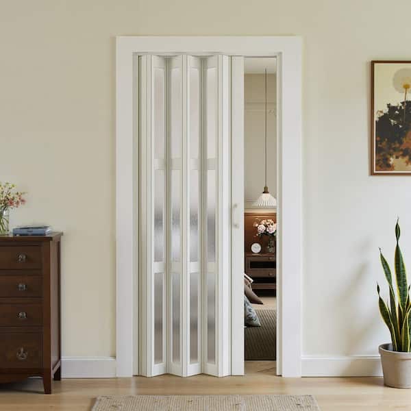 SOCBAZZAR 48 in x 80 in. White Oak Finished 3-Lite Frosted Acrylic