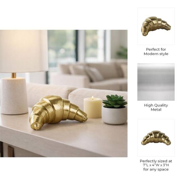 Liv & Skye Gold 7 in. x 3 in. Metal Crescent Croissant Decorative
