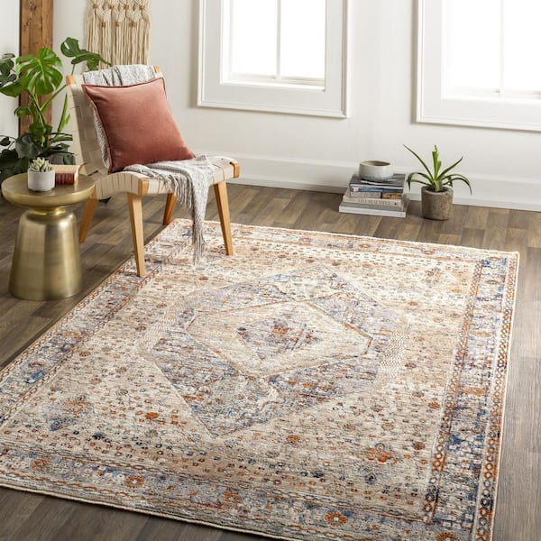 Arya Dark Red Traditional Medallion 7 ft. x 10 ft. Area Rug