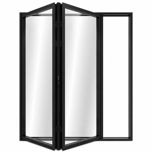 Forever Doors 72 in. x 96 in. Black Left Out-Swing Thermal Break Aluminum Folding Door
