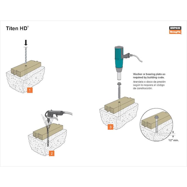 Simpson Strong-Tie THD50400H 1//2/" x 4/" Titen HD Heavy Duty Screw Anchors 20//pk