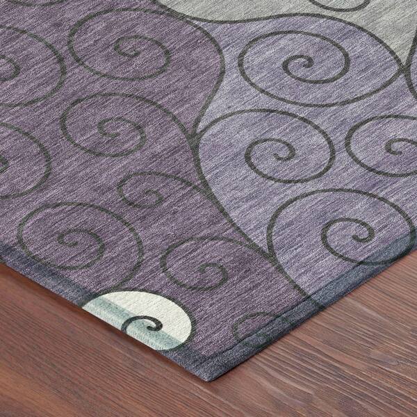 Chantille Machine Washable Indoor/Outdoor Abstract ACN2464 Plum 9 ft. x 12 ft. Area Rug