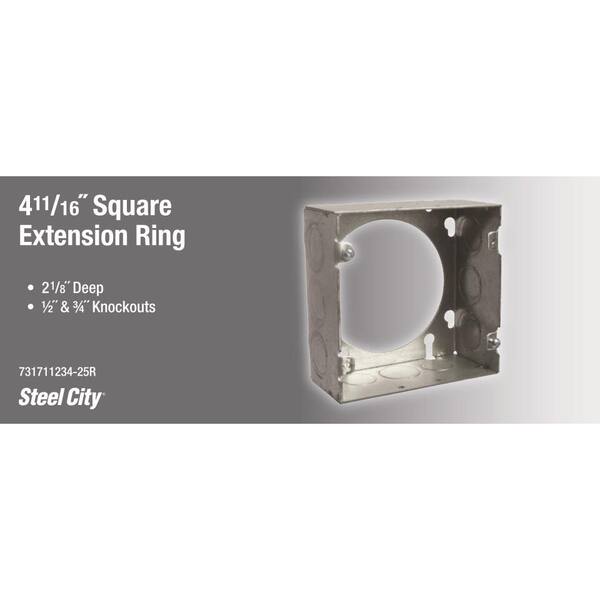 4-11/16 in. Pre-Galvanized Steel Square Box Extension Ring (731711234-25R)