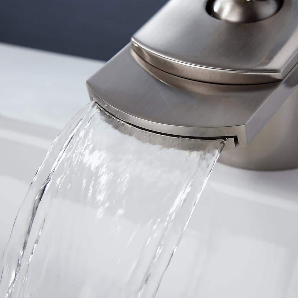 Brushed Nickel Single-Handle Waterfall Bathroom Faucet