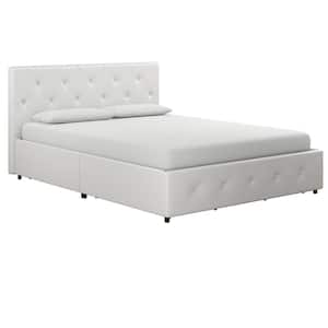 Dean White Faux Leather Upholstered Queen Bed with Storage