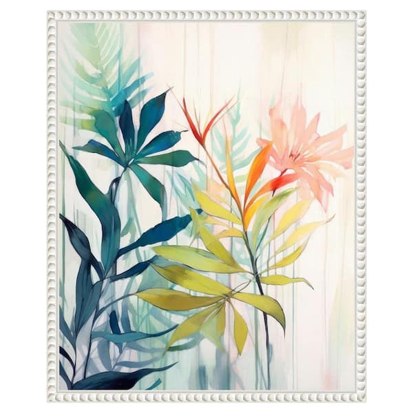 Amanti Art Pink and Yellow Floral Elegance I by Irena Orlov 16 in. W x 20 in. H. Canvas Wall Art Print Framed in White