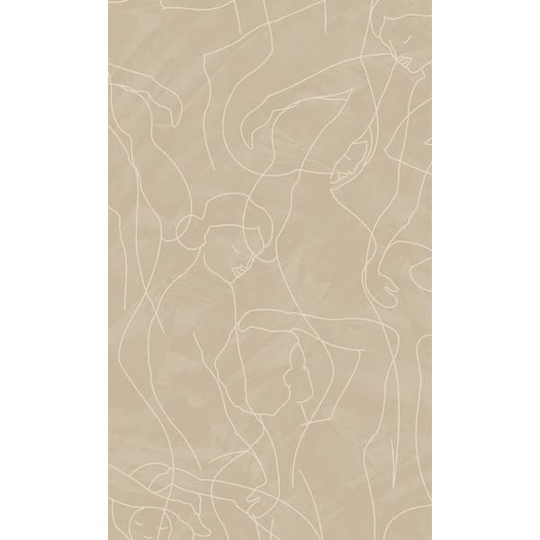 Walls Republic Warm Taupe Abstract Model Lines Print Non-Woven Non-Pasted Textured Wallpaper 57 sq. ft.