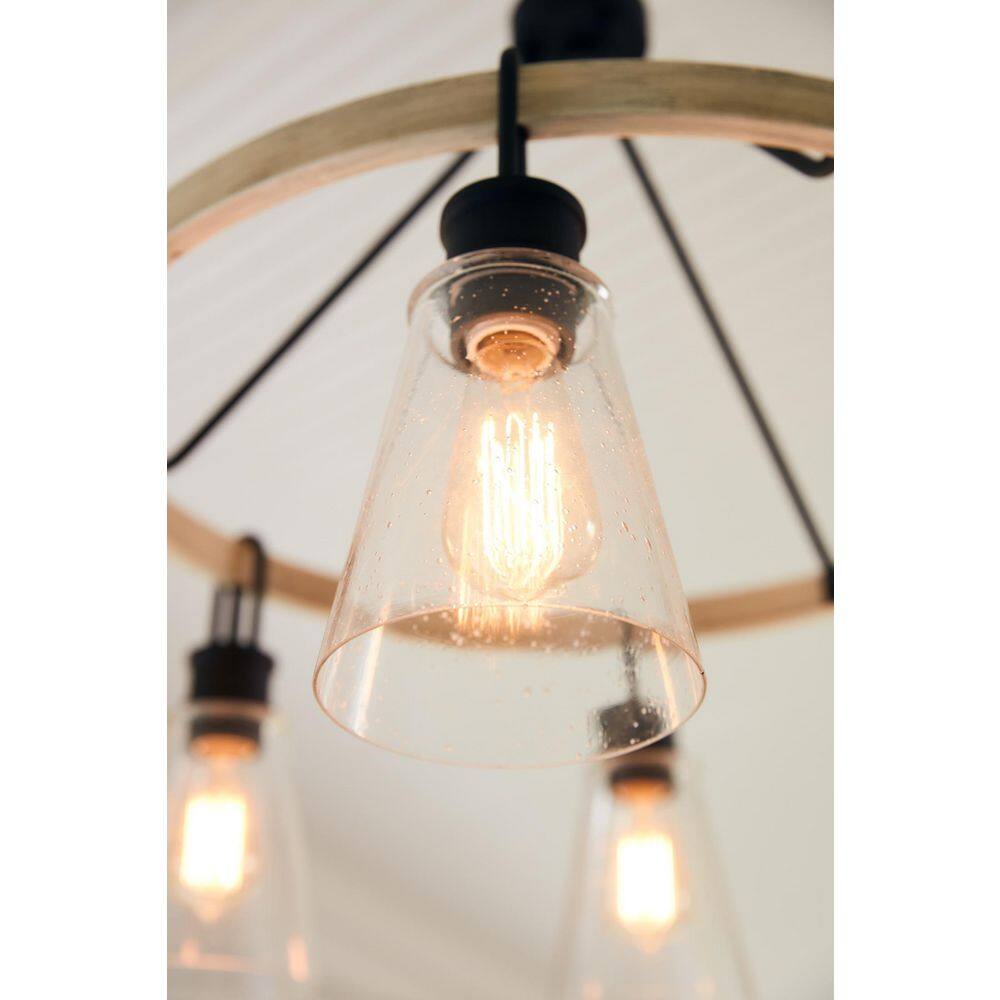 Kingsbridge Earth Black 6-Light Wagon Wheel Chandelier