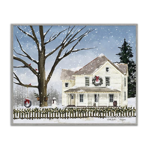 Stupell Industries Charming Winter Neighborhood by Billy Jacobs 1 Piece Framed Graphic Print Nature Poster Art Print 20 in. x 16 in.