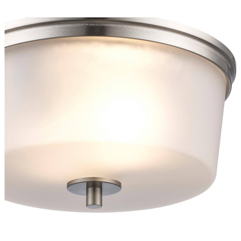 Fusion 14" Brushed Nickel and Frosted Glass Flush Mount Light