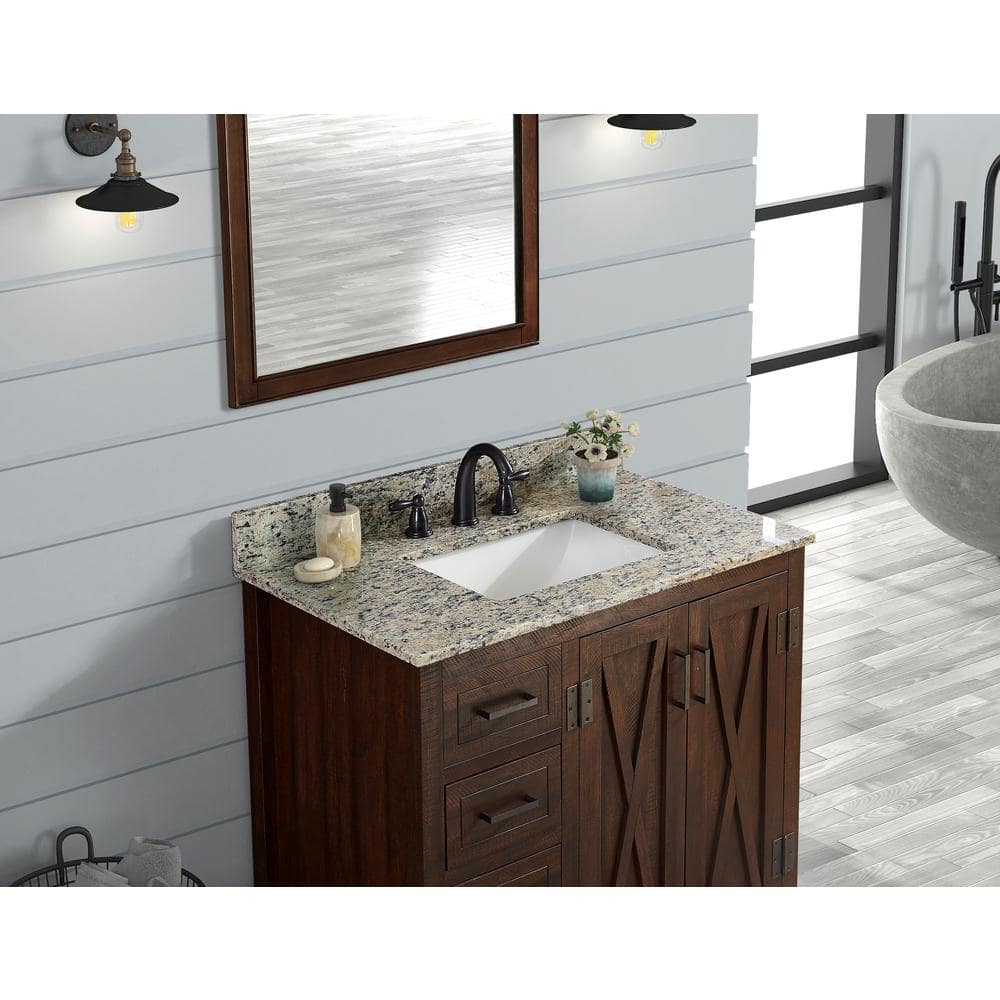 Santa Cecilia Light 37'' Granite Single Bathroom Vanity Top with White Rectangular Sink